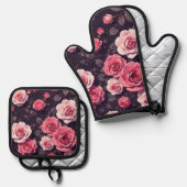 Pink Roses Ovenwant & Pannenlap Set (Voorkant / Achterkant)