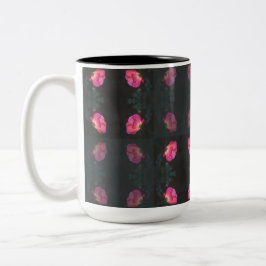 Pink Roses Pattern Tweekleurige Koffiemok