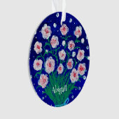 Pink Roses Personalized Acrylic Ornament (devant)