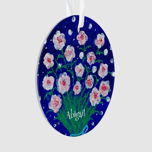 Pink Roses Personalized Acrylic Ornament (devant)