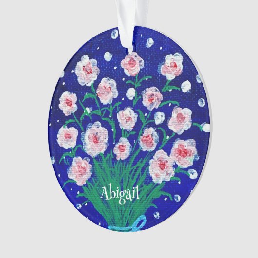 Pink Roses Personalized Acrylic Ornament (devant)