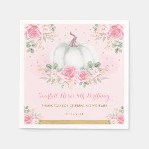 Pink Roses Pumpkin Verjaardag Baby shower Favoriet Servet
