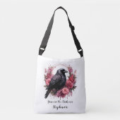 Pink Roses Raven Crossbody Tas (Voorkant)