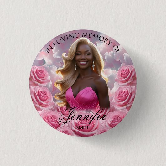 Pink Roses Sky Memorial Button Pink Sky Memorial (Voorkant)