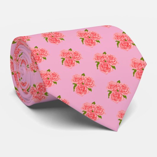 Pink roses stropdas (Opgerold)