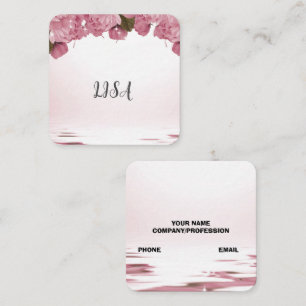 PINK ROSES VIERKANTE VISITEKAARTJE