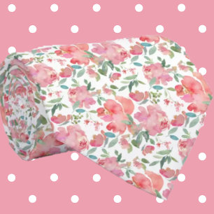 Pink Roses Waterverf Pattern Flowers Floral Stropdas