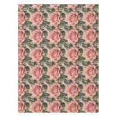 Pink Roses With Brushstroke Leaves Tafelkleed (Voorkant)