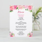 Pink Roses with Foliage Wedding Menu (Debout devant)