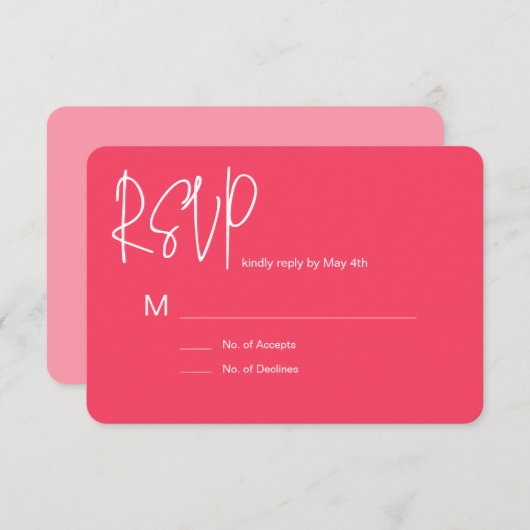 Pink RSVP Card (Voorkant / Achterkant)