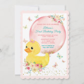 Pink RUBBER DUCK GIRL Invitation pour le premier a (Devant)