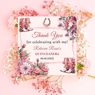 Pink Rustic Boho Western Charra Theme Quinceanera Servet