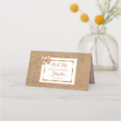 PInk Rustic Burlap Floral Wedding Table Number (Achterkant)