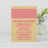 Pink Rustic Chevron Invitation de diplôme (Debout devant)