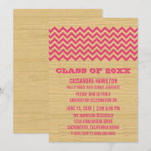Pink Rustic Chevron Invitation de diplôme (Devant / Derrière)