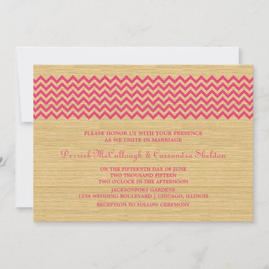 Pink Rustic Chevron Mariage Invitation (Devant)