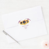 Pink Rustic Chic Lace Sunflower Wedding Hart Sticker (Envelop)