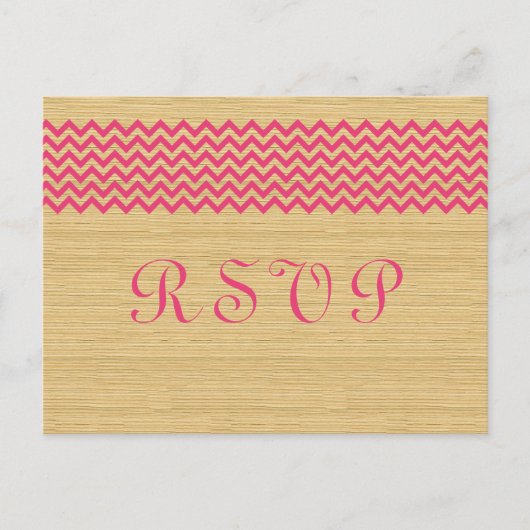 Pink Rustique Chevron carte postale RSVP (Devant)