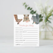 Pink Safari Animaux Voeux pour la carte bébé (Debout devant)