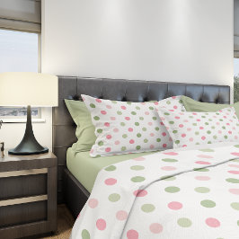 Pink & Sage Green Pastel Polka Dot Kussensloop