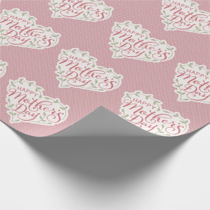 Pink Sage Happy Moederdag Typography Hart Cadeaupapier