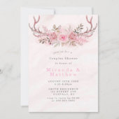 Pink Sage Peony Deer Antlers Couples Invitation de (Devant)