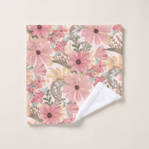 Pink Sage Vert Floral Feuille Motif d'aquarelle