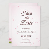 Pink Sakura Japanese Cherry Blossoms Save The Date (Voorkant / Achterkant)