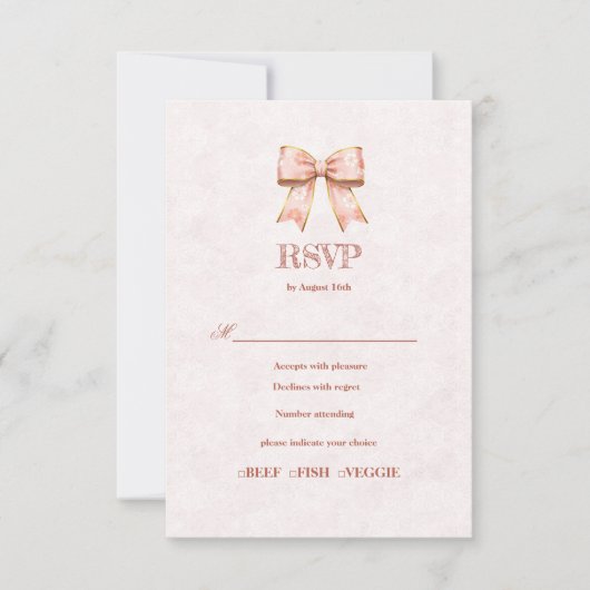 Pink Sakura Ribbon – Japanese-Inspired RSVP Kaartje (Voorkant)