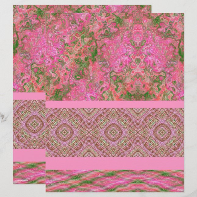 Pink Sampler Scrapbook Paper 2-Sided Page (Voorkant / Achterkant)