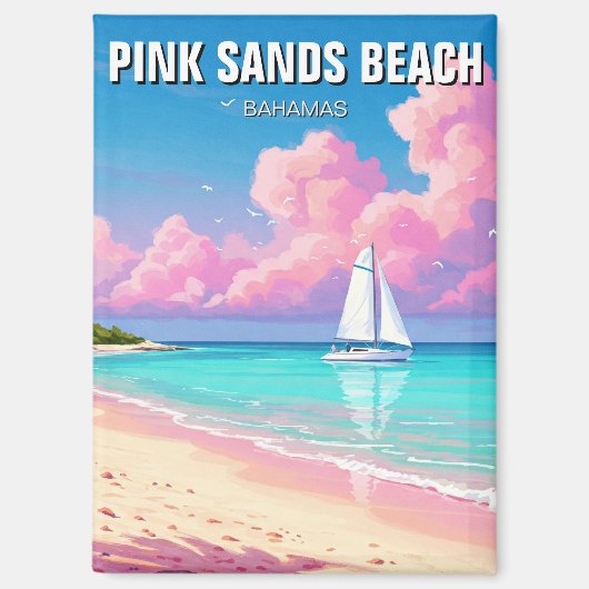 Pink Sands Beach Bahama's Reizen Magneet (Voorkant)