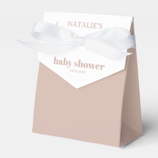 Pink Sandstone Typography Baby Shower Bedankdoosjes (Voorkant Zijde)