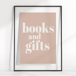 Pink Sandstone Typography Baby Shower Books Gifts  Poster