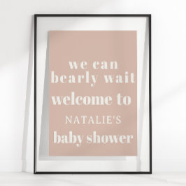 Pink Sandstone Typography Baby Shower Sign Poster