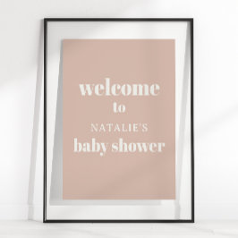 Pink Sandstone Typography Baby shower Sign Poster