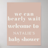 Pink Sandstone Typography Baby Shower Sign Poster (Voorkant)