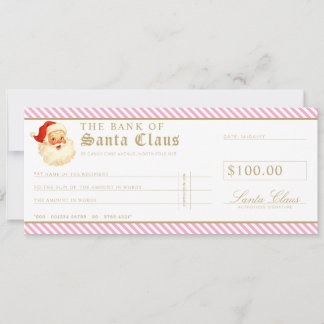 Pink Santa Cheque Gift Voucher Card Kaart