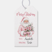 Pink Santa Christmas Cadeaulabel (Voorkant)