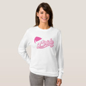 Pink Santa Hat Bride long manches T-shirt blanc (Devant entier)