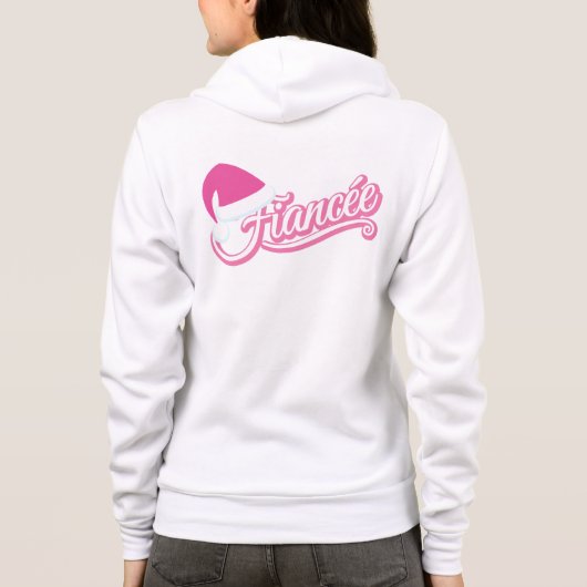 Pink Santa Hat Fiancée Sweat Shirt wit (Achterkant)