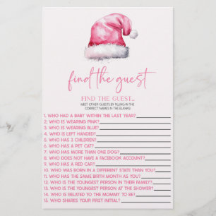Pink Santa Vind het Baby shower voor gasten Briefpapier
