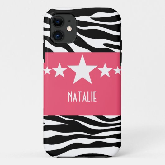 Pink Sassy Star Zebra BT iPhone 5 Coque (Dos)