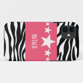 Pink Sassy Star Zebra BT iPhone 5 Coque (Dos (Horizontal))