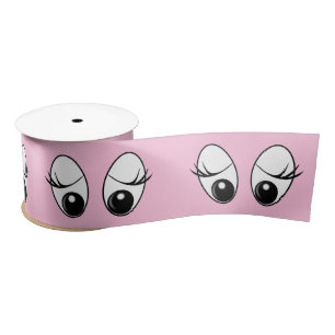Pink Satin Ribbon Draaiende Nieuwsgierige ogen Lint