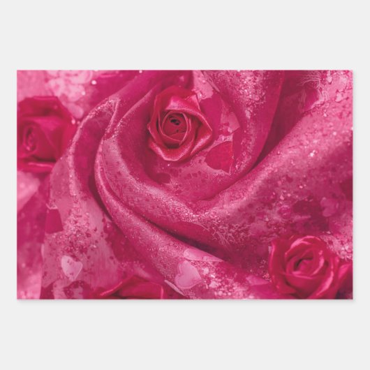 Pink Satin Rose Inpakpapier Vel (Voorkant)