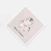 Pink Scarf Penguin Christmas Servet (Hoek)