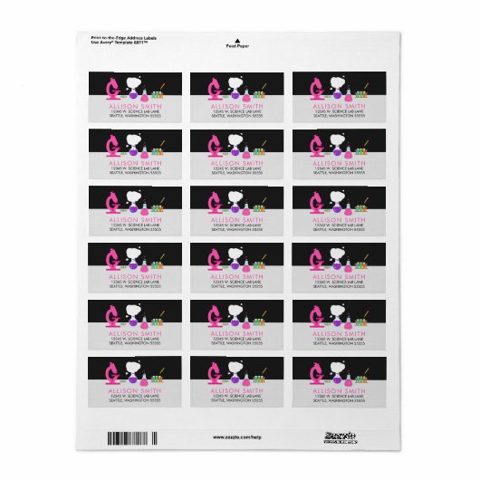 Pink Science Lab Etiket (Full Sheet)