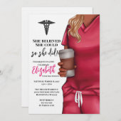 Pink Scrub Médicale School Graduation Invitation (Devant / Derrière)