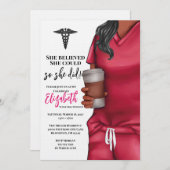 Pink Scrub Médicale School Graduation Invitation (Devant / Derrière)