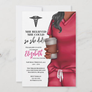 Pink Scrub Médicale School Graduation Invitation